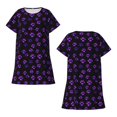 thumbnail image 2 of Outfits for Women Short Sleeve Graphic Print Crewneck Loose Fit Nightgown Dress Loungewear Black LWomen's Clothing Sets, 2 of 6
