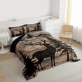 thumbnail image 3 of Feelyou Deer Moose Queen Comforter Set, Brown Wooden Cabin Bedding Comforter Set, 3pcs, 3 of 8