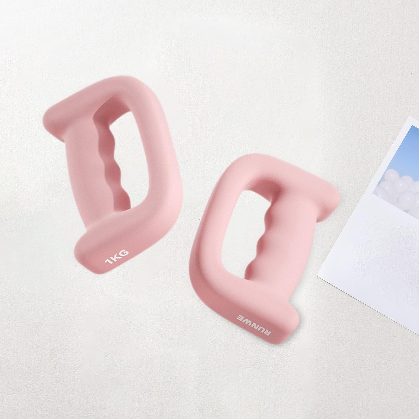 Luwecf 2 Pieces Boxing Dumbbell Handheld Weight 1kg Multifunction Anti Slip Hand Weight Pink