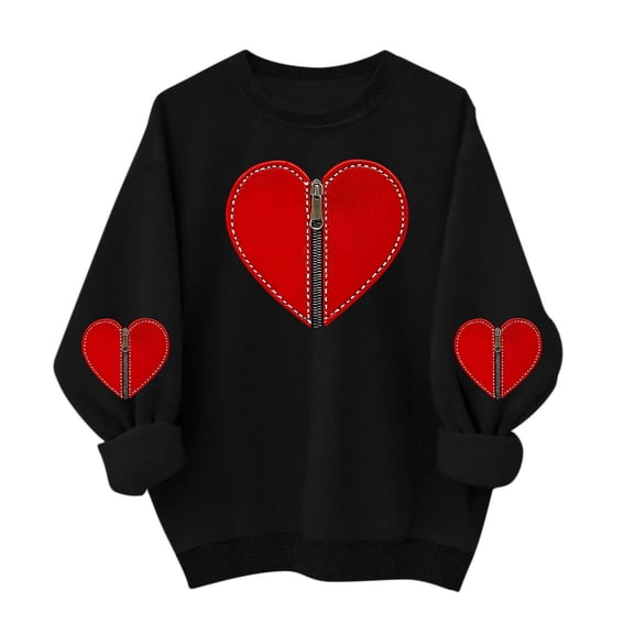 successthop Zip Up Sweatshirt No Hood Women Heart Casual Crewneck No Hood Clothes Long Sleeve Outfits Vacation Tops S