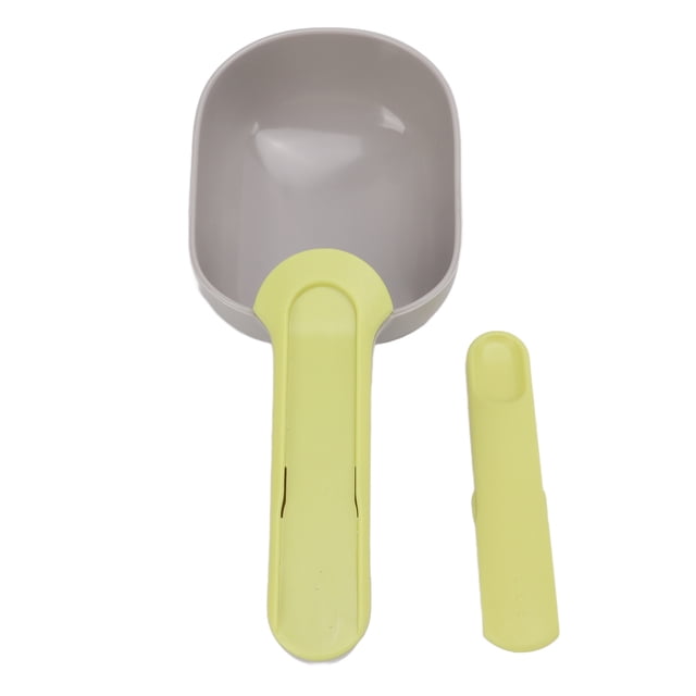 Dog Food Scoop, Long Handle Ergonomic Design Pet Food Feeding Spoon Multifunction For Pets Grey + Green