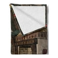 thumbnail image 2 of Christmas Soft Flannel Fleece Throw Blanket, Inner View of a Xmas House Mistletoe Yuletide Winter Season Celebration Image, Cozy Plush for Indoor and Outdoor Use, 50" x 70", Taupe Brown, by Ambesonne, 2 of 5