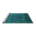 thumbnail image 2 of Ahgly Company Machine Washable Indoor Square Abstract Turquoise Blue Contemporary Area Rugs, 4' Square, 2 of 4