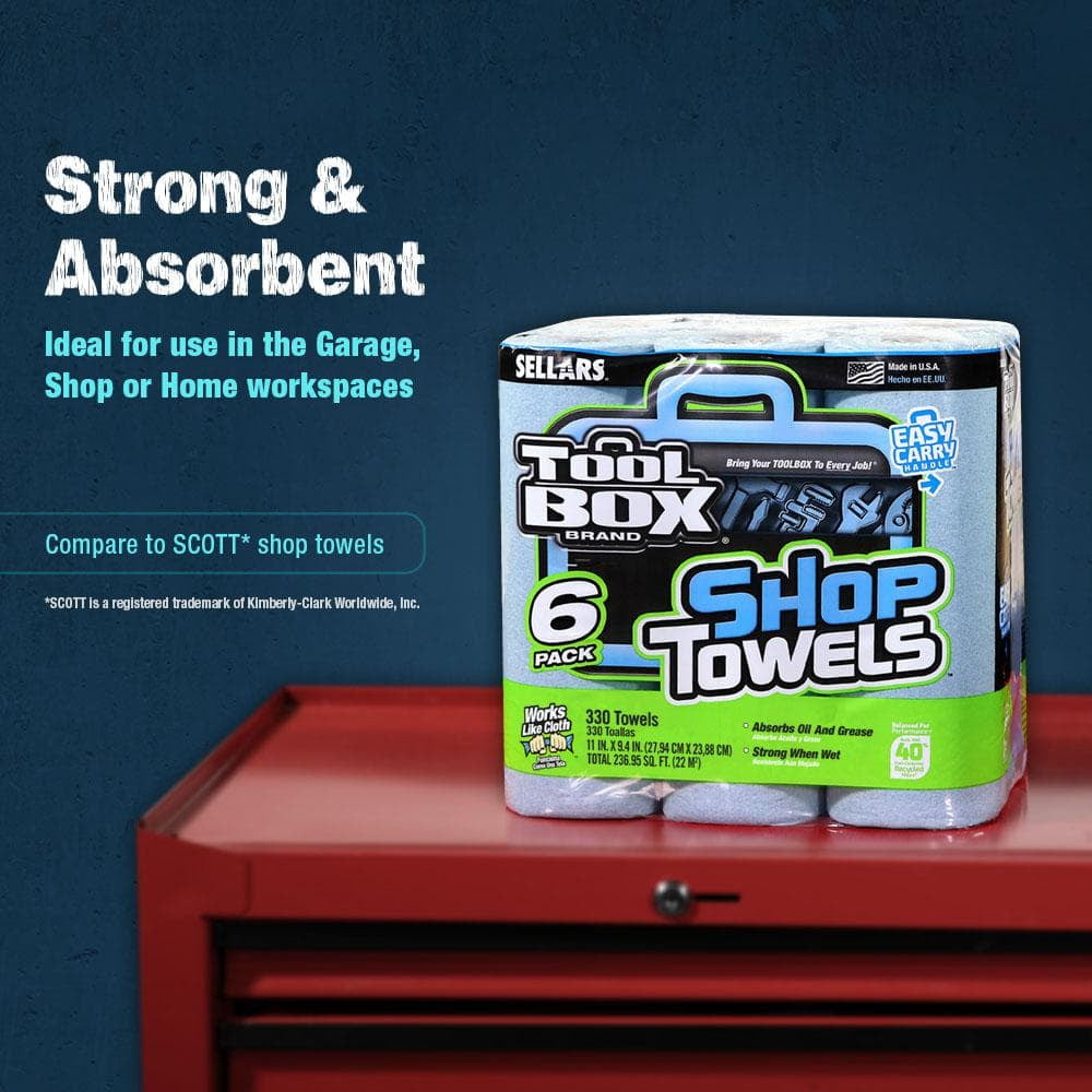 TOOLBOX Z400 Blue 55-Count Roll of Shop Towel Cleaning Wipes (6-Pack)
