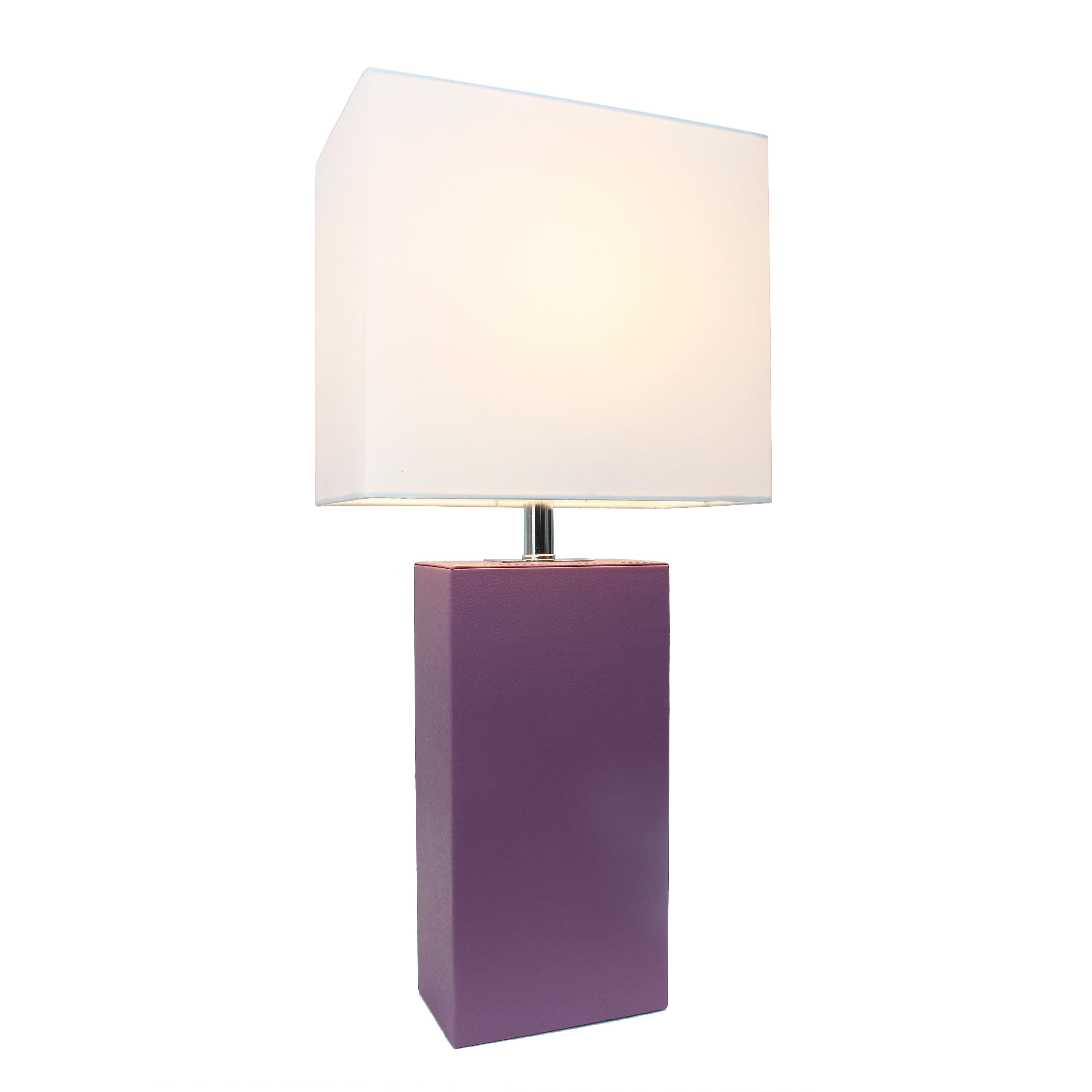 Lalia Home 21" Leather Modern Bedside Table Lamp with LED Bulb, Purple