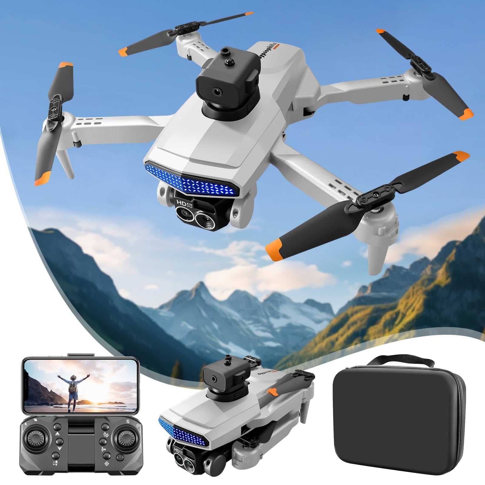 Drone with 4K Dual Camera, Electronic Image Stabilization & Obstacle Avoidance, Gesture Control & One-Key Return with 2 Batteries for Extended Flight, for Beginners and Teenagers