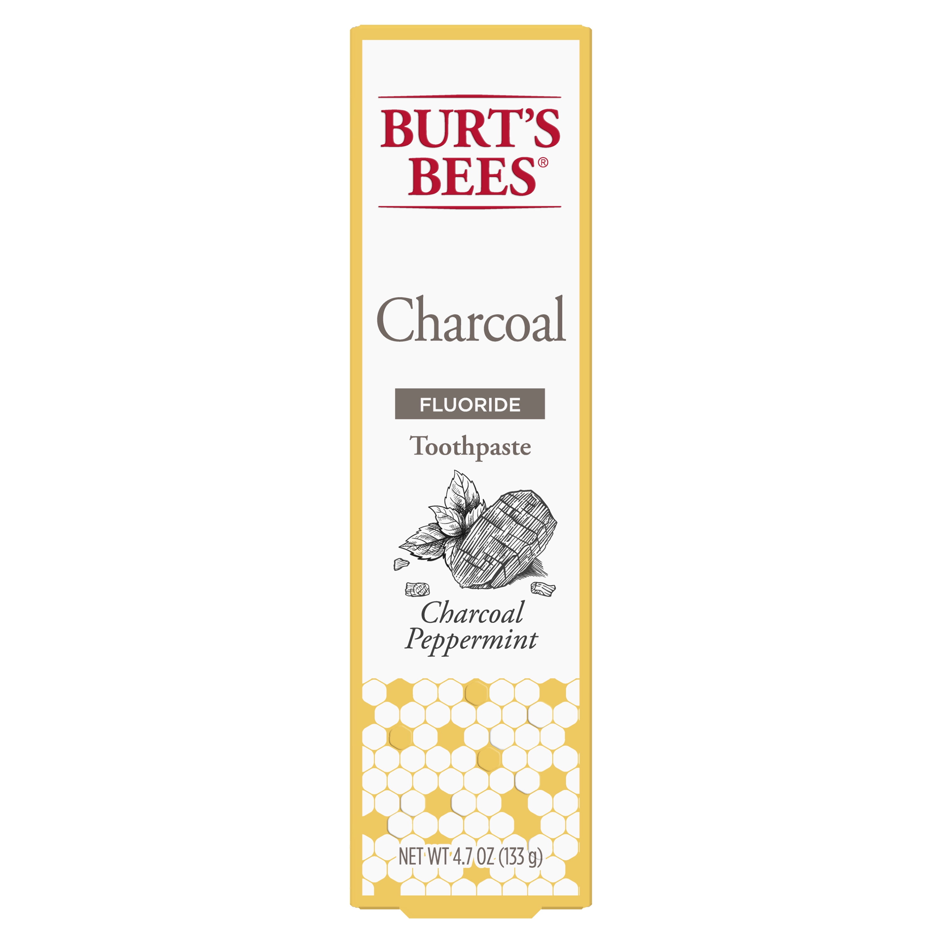 Burt’s Bees Toothpaste, Charcoal with Fluoride, Peppermint, 4.7 oz