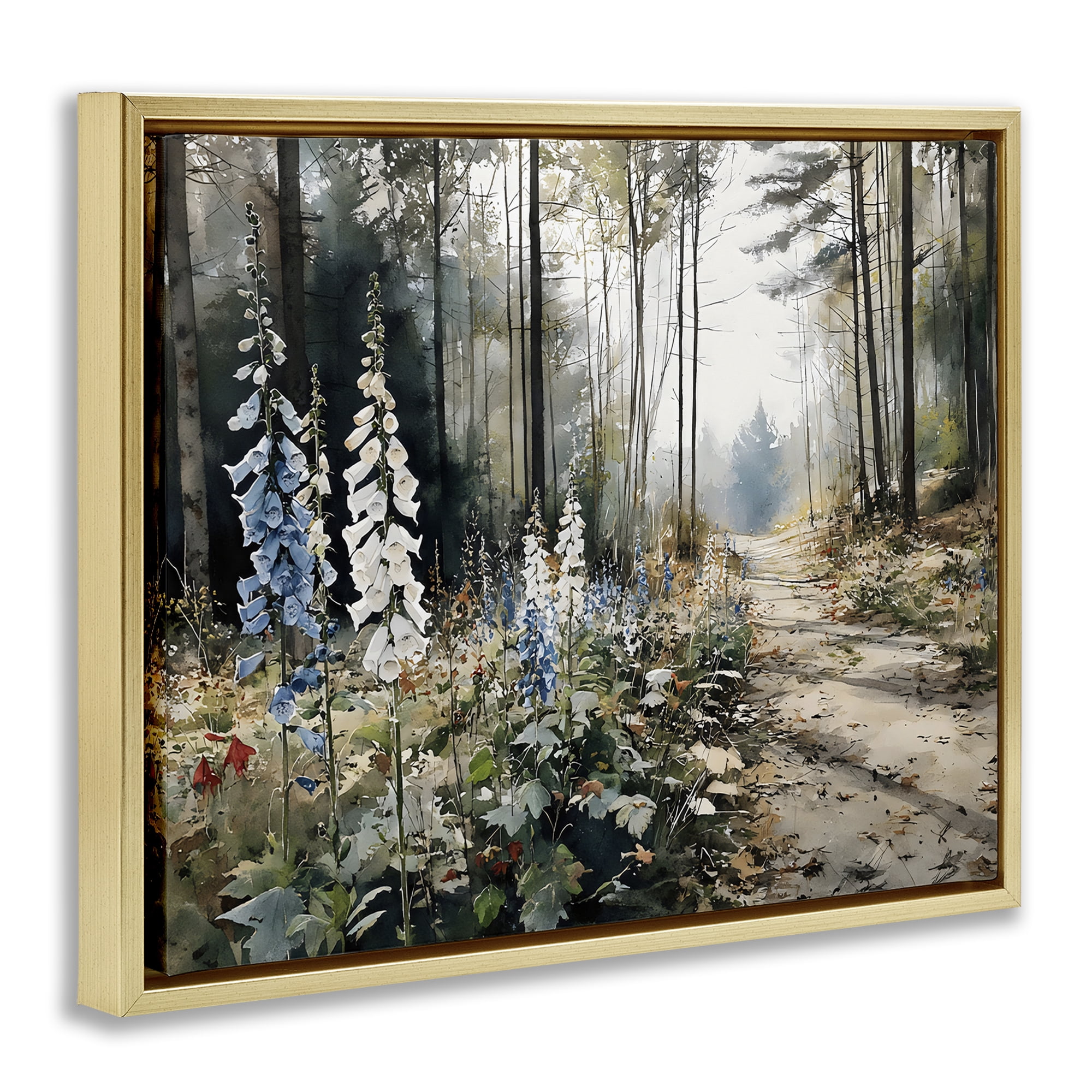 Stupell Industries Foxglove Path Sunlit Woods Gold Framed Floater Canvas Wall Art, design by Franklyn Gregory
