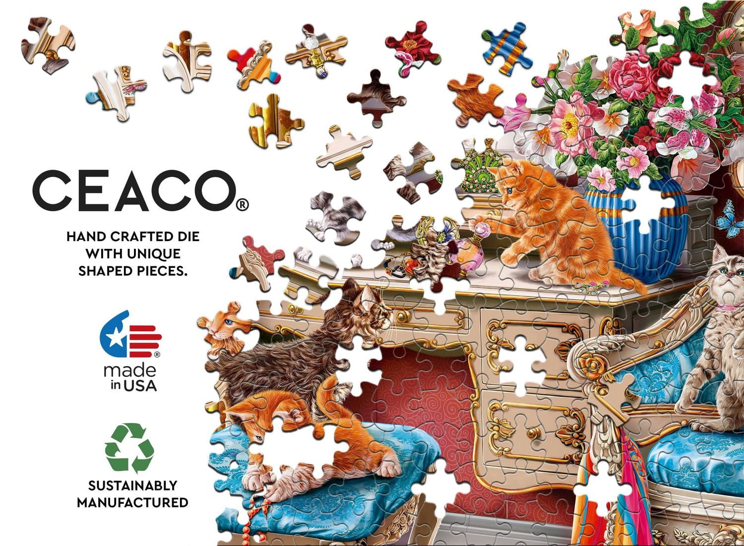 PAWS GONE WILD - KITTENS IN THE BEDROOM - 550 PIECE PUZZLE