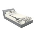 thumbnail image 2 of Ambesonne City Love Fitted Sheet & Pillow Sham Set, Paris over Roofs House, Twinxl, Eggshell and Black, 2 of 2