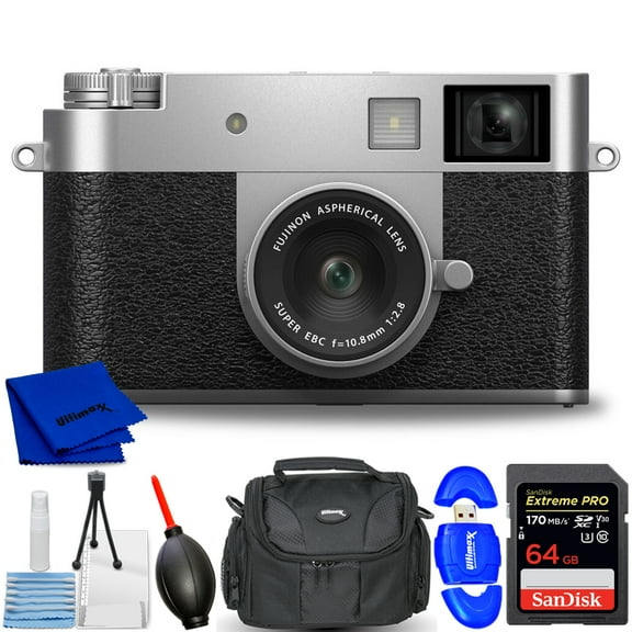 FUJIFILM X half Digital Camera (Silver) 16954095 - 7PC Accessory Bundle