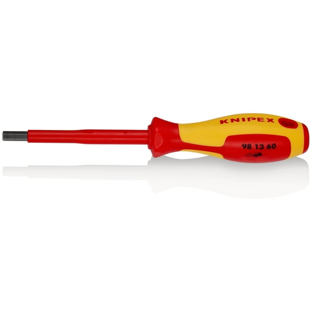 KNIPEX 98 13 60 Desarmador para tornillos de cabeza hexagonal aislados con fundas en dos componentes, según norma VDE bruñido 212 mm