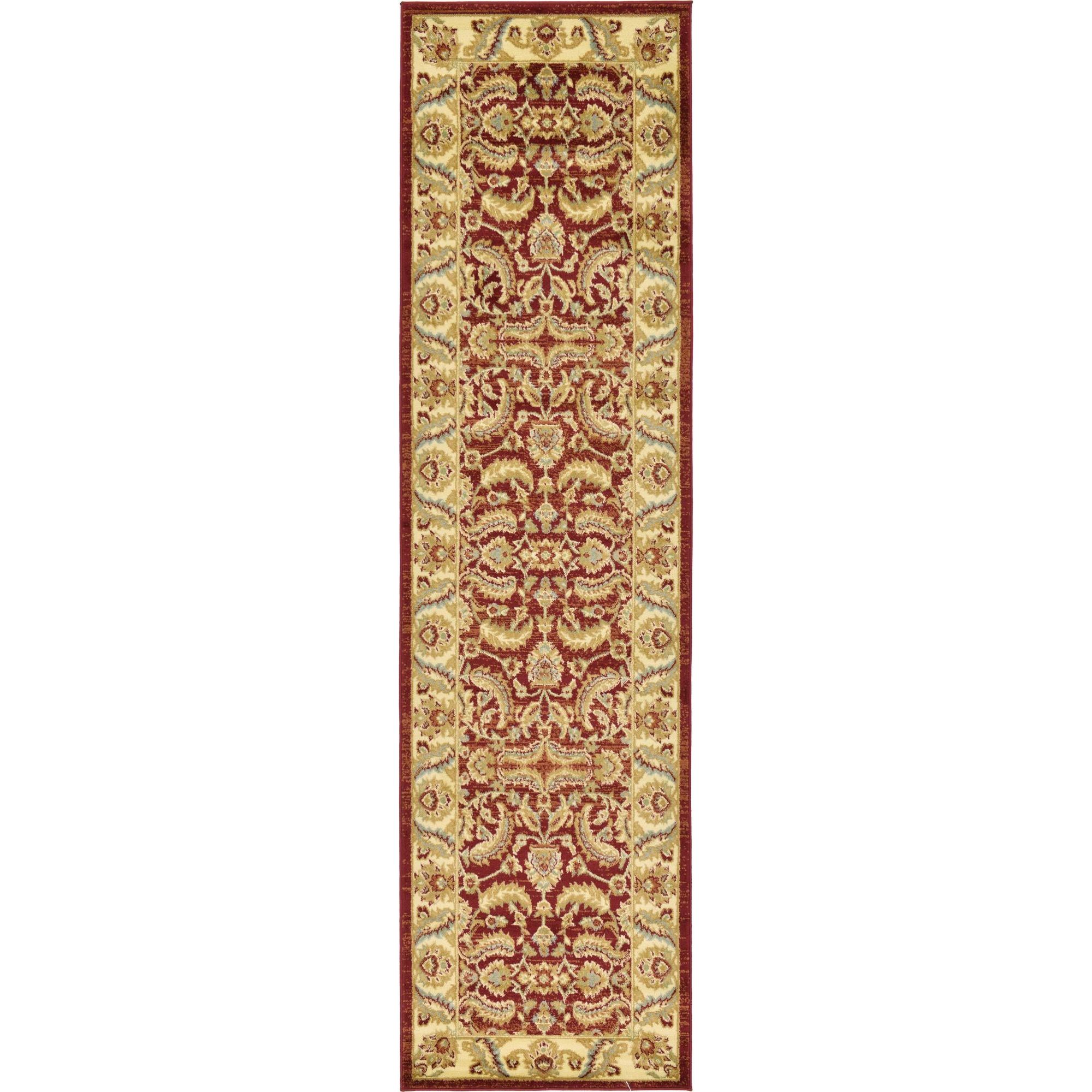 Unique Loom Hickory Voyage Rug Red/Cream 2' 7" x 10' Runner Border