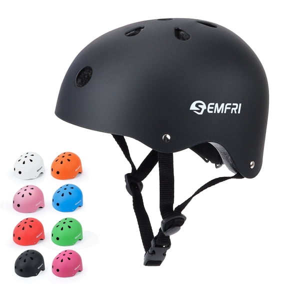 Semfri Kids Bike Helmet Ages 3-8 Years Old Boys Girls Children Adjustable Skateboard Cycling Helmet Lightweight for Toddler to Youth Black