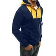 thumbnail image 6 of XIAOCHA Men's Quarter-Zip Hoodies Fleece Loose Color Block Hooded Top Kangaroo Pocket Comfortable Workout Hoodie, 6 of 7