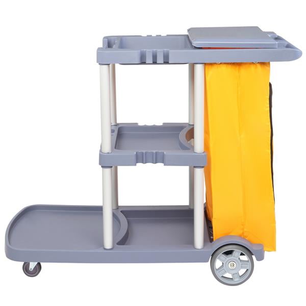 Dryser Commercial Janitorial Cleaning Cart on Wheels - Housekeeping Caddy with Shelves and Vinyl Bag