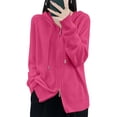 thumbnail image 5 of Women's Zip Up Hooded Cardigan Oversized Soft Warm Knit Sweater Casual Long Sleeve Open Front Fall Winter Pullover for Outdoors and Lounge, 5 of 7