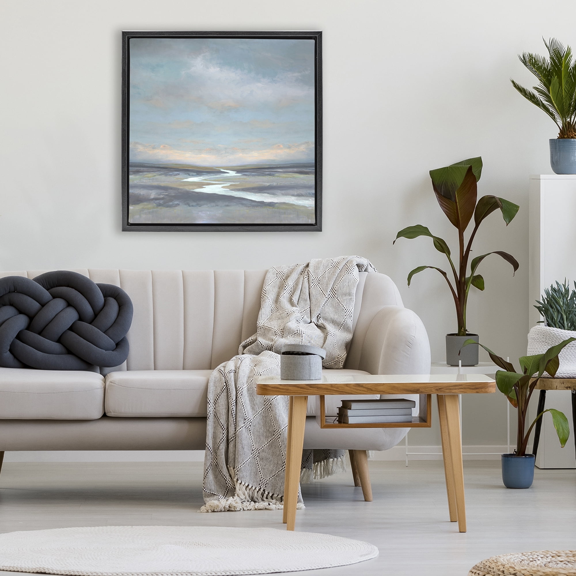 Stupell Industries Riverbend Misty Atmosphere Black Framed Floater Canvas Wall Art, design by Christy McKee