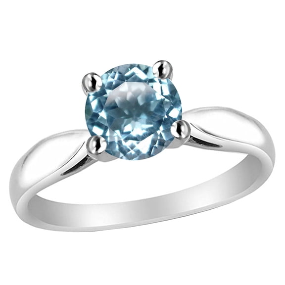 Star K� 7mm Round Simulated Aquamarine Ring