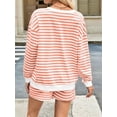 thumbnail image 5 of Women'S Striped Sets 2 Piece Outfits Long Sleeve Sweatshirt and Shorts Set Orange Color L, 5 of 8