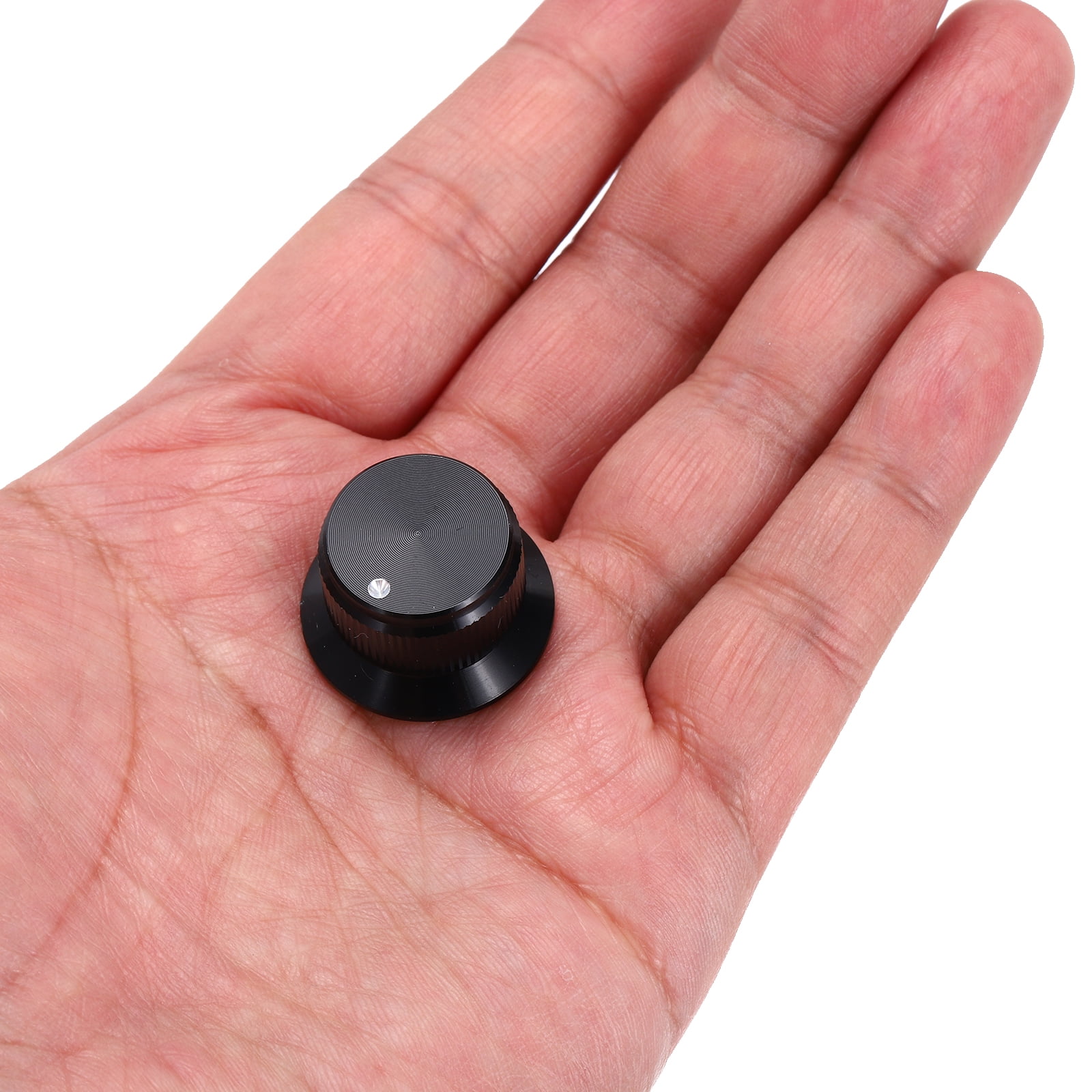 Uxcell 4 Pcs Aluminium Potentiometer Knobs, 1/4" (6mm) Universal Volume Tone Control Knobs with Round Dot Indicator for Guitar, Bass, 9/16" Black
