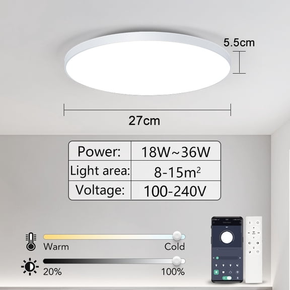 MARPOU Smart ceiling lamp led lamp for bedroom ceiling lights with Remote control Dimmable led lights for room Living room