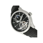Heritor Automatic Gregory Semi-Skeleton Leather-Band Watch - Black