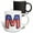 Multicolor, variant on 3drose, Stars and Stripes Monogram Initial M, 11oz Two-tone Blue Mug