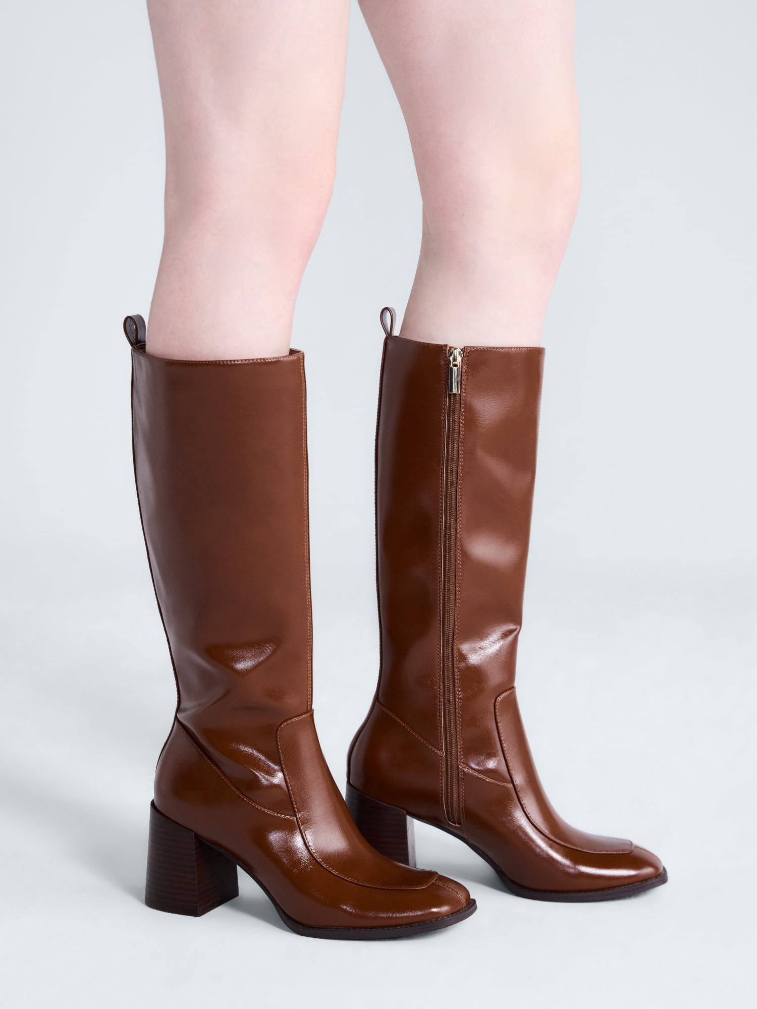 Free Assembly Women's Faux Leather Square Toe Tall Boots