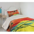 thumbnail image 2 of Ambesonne Flamingo Quilted Coverlet 2 Pcs, Birds in the Air Art, Twin Size, Multicolor, 2 of 5