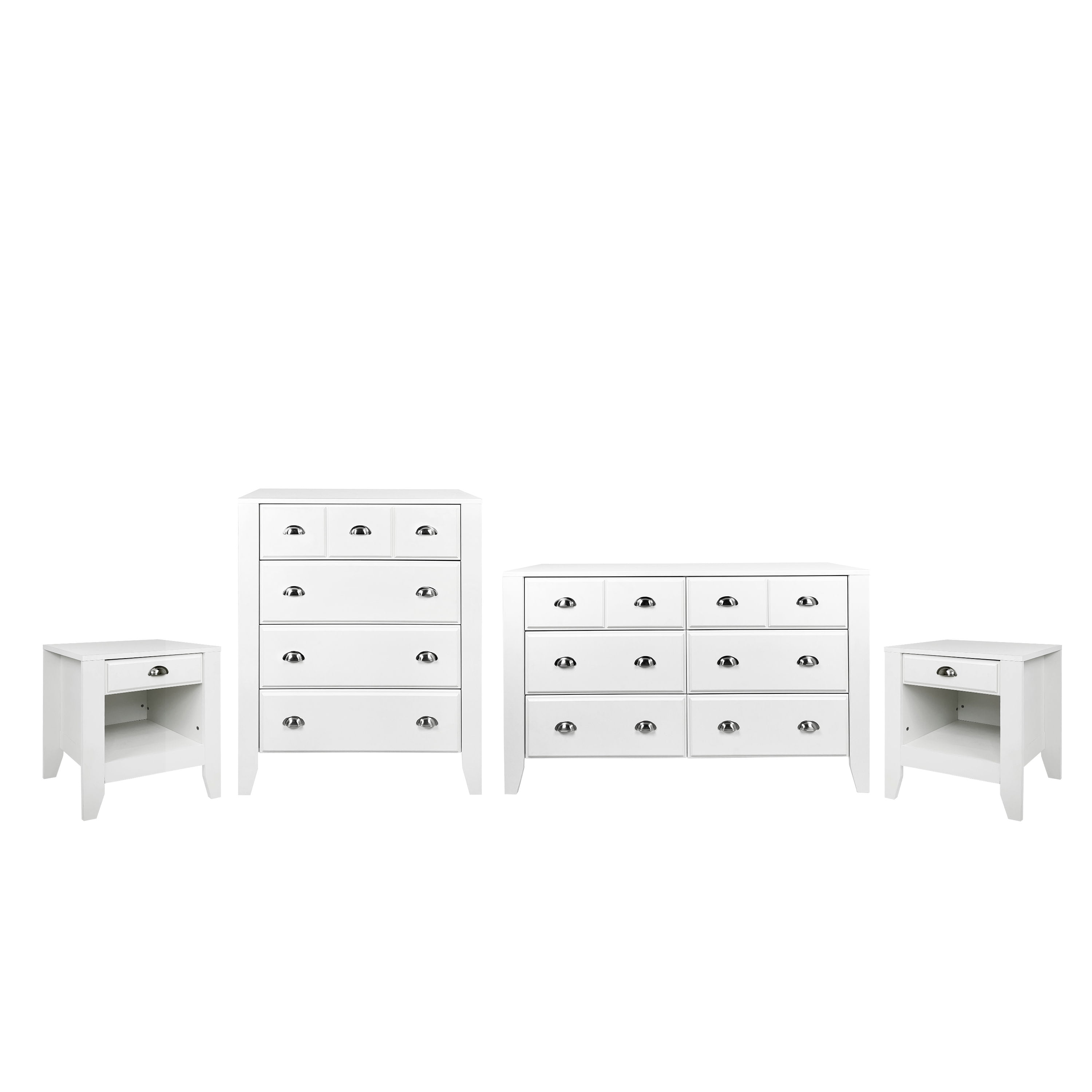 GDF Studio Cleary Contemporary Faux Wood 4 Piece Bedroom Set, White