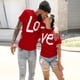 thumbnail image 4 of Pntutb Mujeres Parejas Amante Manga Corta O-cuello Carta de Amor Imprimir Camisetas tops Blusas Pntutb Pntutb-5473, 4 of 9