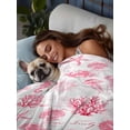 thumbnail image 3 of Pink Ocean Coastal Twim XL Size Flat Sheet, Wrinkleproof & Fadeproof Cooling Flat Bed Sheet Only, Nautical Starfish Jellyfish Coral Breathable Soft Bedding Top Sheets 66 x 102 Inches, 3 of 8