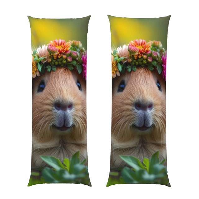 Fotbe Flower Crown Guinea Pig Funda para Almohada Corporal con Diseño, Funda de Microfibra Ultrasuave de 20x54 Pulgadas, Ropa de Cama Elegante