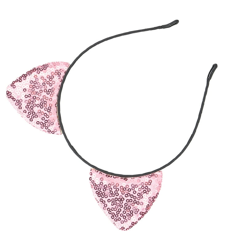  A Miaow Sequin Black Mouse Ears Headband MM Glitter Hair Clasp  Adults Women Butterfly Hair Hoop Birthday Party Holiday Park Photo Supply  (Pink and White) : Beauty & Personal Care
