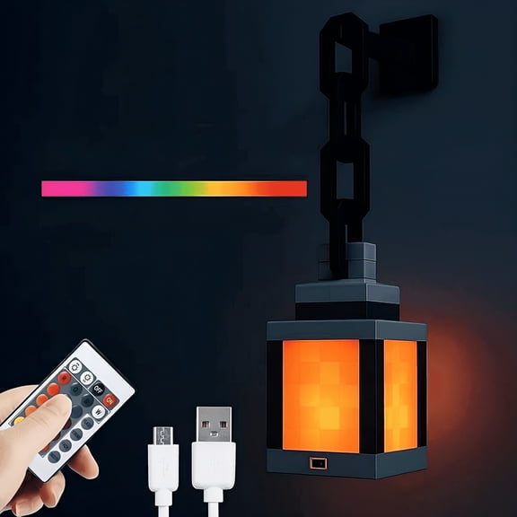 HIBIBUD Pixelated Lantern LED Night Light for Kids-16-Color Bedrooms Touch Switch&Remote Control