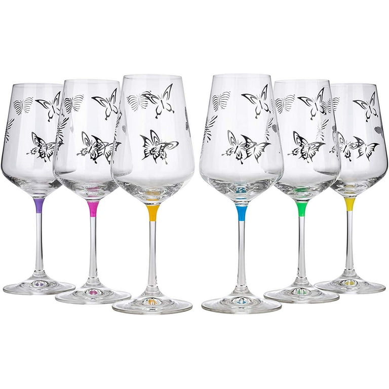 Crystalex Bohemian Crystal Set of 6 Crystal Wine Glasses 12 Oz