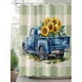 thumbnail image 2 of Shower Curtain Blue Truck Yellow Sunflowers Shower Curtains for Bathroom, Waterproof Polyester Shower Curtain Set with Hooks, Extra Long 72" x 78" Green Check, 2 of 6