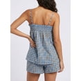thumbnail image 3 of Women 2 Piece Lounge Set Plaid Summer Pajama Set Sleeveless Peplum Cami Top and Wide Leg Shorts Set Beachwear Vacation Outfits, 3 of 8