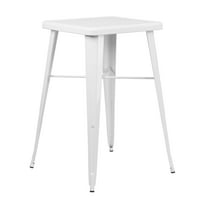 Flash Furniture Aaron Commercial Grade 23.75" Square White Metal Indoor-Outdoor Bar Height Table