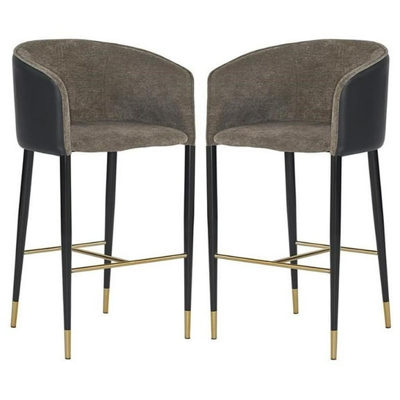 Home Square Asher 30.5" Modern Fabric Barstool in Black - Set of 2
