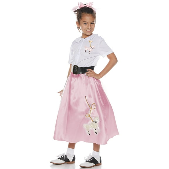 Poodle Skirt Girls Child 50S Dance Halloween Costume Set-L