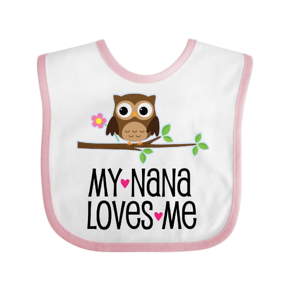 Inktastic My Nana Loves Me Owl Girls Baby Bib