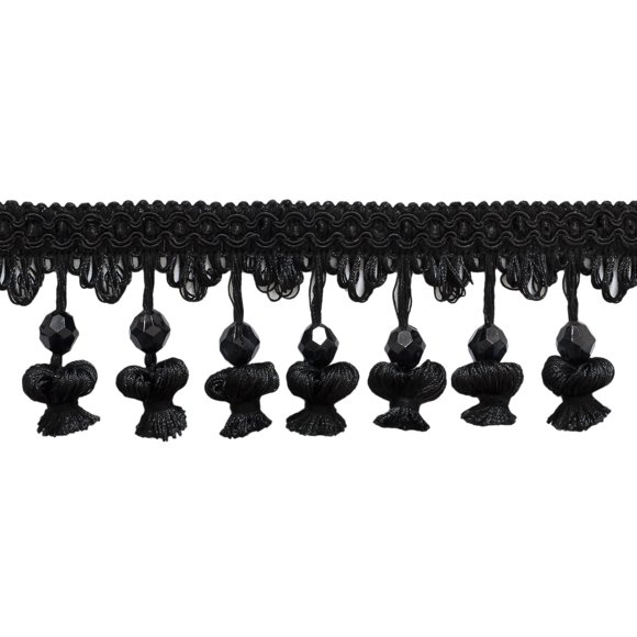 Frange/style à Franges Perlées à l'Oignon 2 1/2 Pouces NT2504 / Couleur : Noir - K9 / Vendu au Mètre