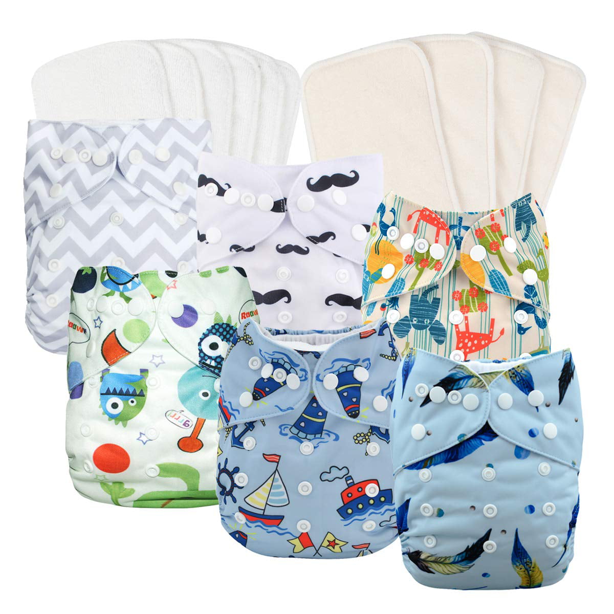 Washable Baby Reusable Cloth Diapers One Size TPU Pocket Nappy Covers Inserts 