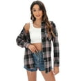 thumbnail image 4 of Siliteelon Womens Flannel Shacket Button Down Plaid Long Sleeve Casual Business Blouse Top Fall Winter Outfits, 4 of 7