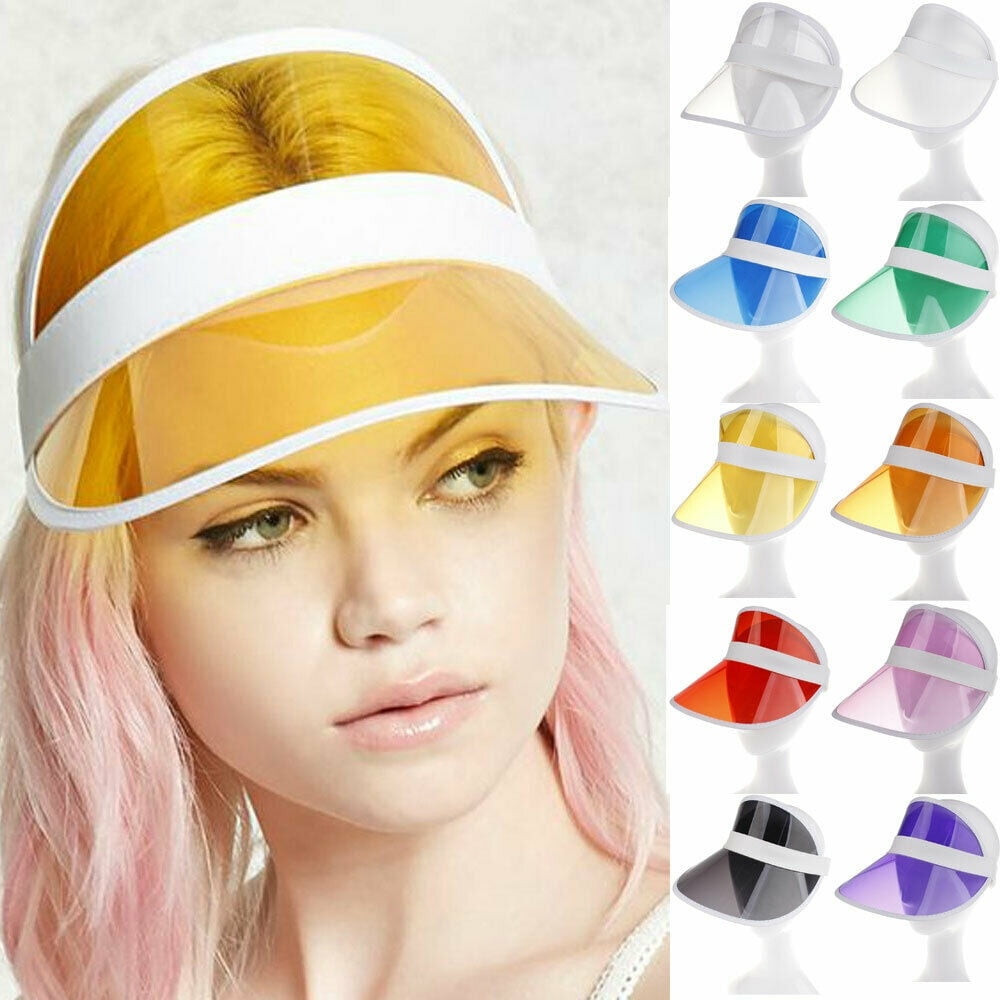 Summer Casual Hat For Women Plastic Sun Visor Transparent Colorful 8 Pieces Caps 
