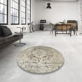 thumbnail image 4 of Ahgly Company Machine Washable Indoor Square Traditional Khaki Green Area Rugs, 6' Square, 4 of 7
