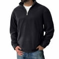 thumbnail image 4 of Men's 1/4 Zip Fleece Pullover Long Sleeve Stand Collar Fuzzy Sweater Sweatshirts with Pockets Solid Outerwear (XL, Black), 4 of 5