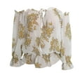 thumbnail image 5 of One Shoulder Chiffon Tops for Women Puff Long Sleeve Tie Blouse Loose Floral Printed Casual Shirts, 5 of 5